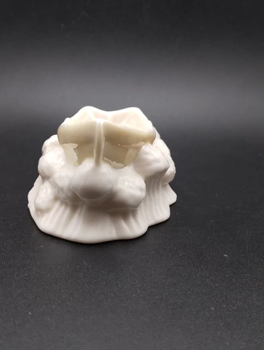 Vintage Belleek Pottery Row Boat On Waves Salt Cellar/Trinket Dish/Ashtray